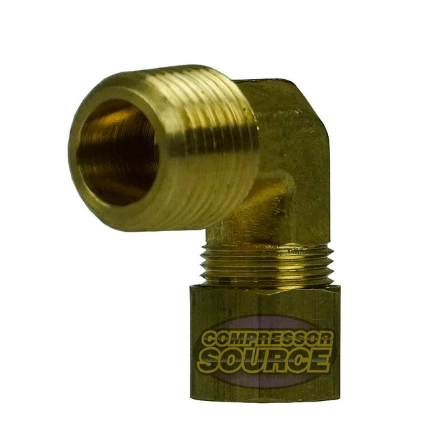 3/8" x 3/8" Compression x Male NPT 90 Degree Elbow Forged Brass Fitting 69EEE
