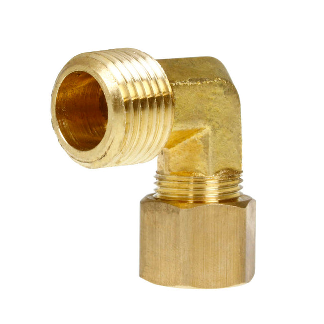 1/2" x 1/2" Compression x Male NPT 90 Degree Forged Elbow Brass Fitting 2-Pack