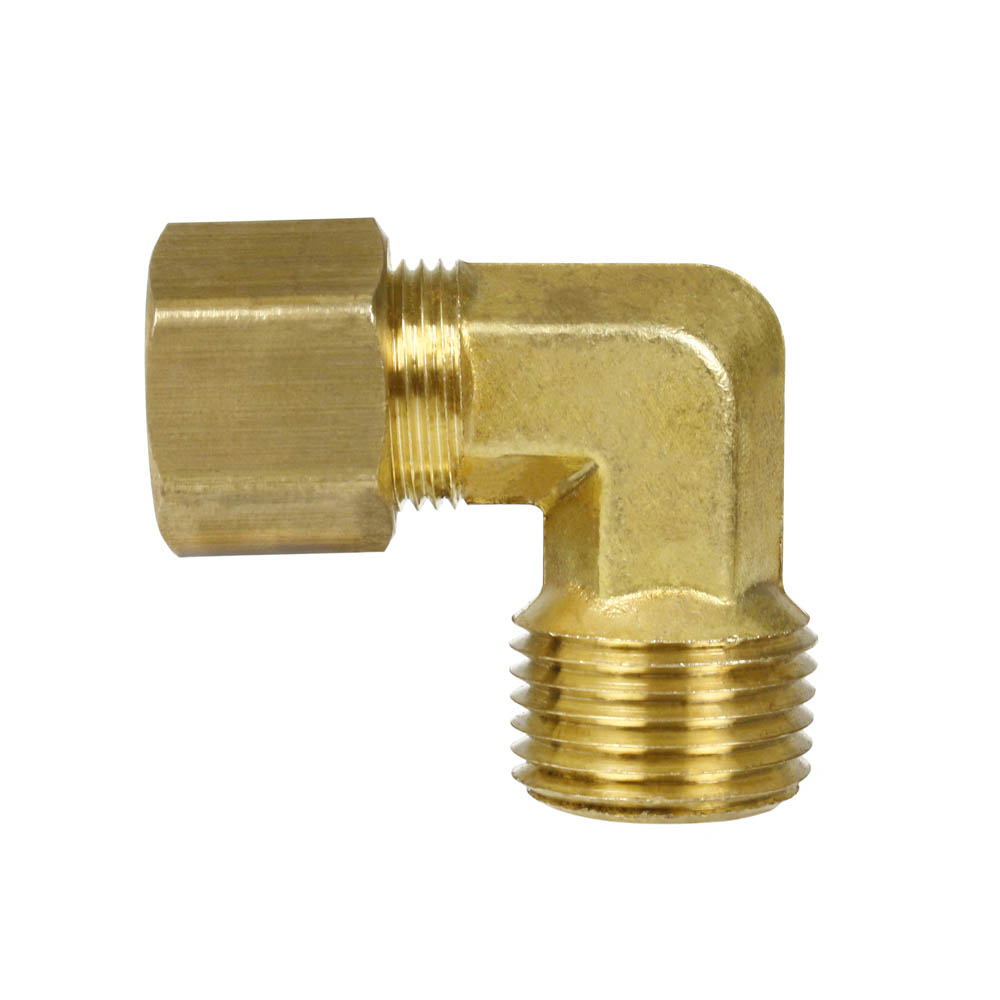 1/2" x 1/2" Compression x Male NPTF 90 Degree Forged Elbow Solid Brass Fitting