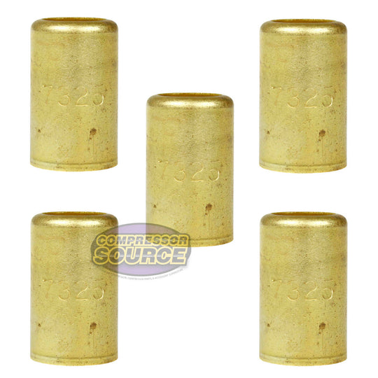5 Pack Brass Ferrule 9/16" Inner Diameter 7/16" Pierce Smooth Crimp Hose Fitting