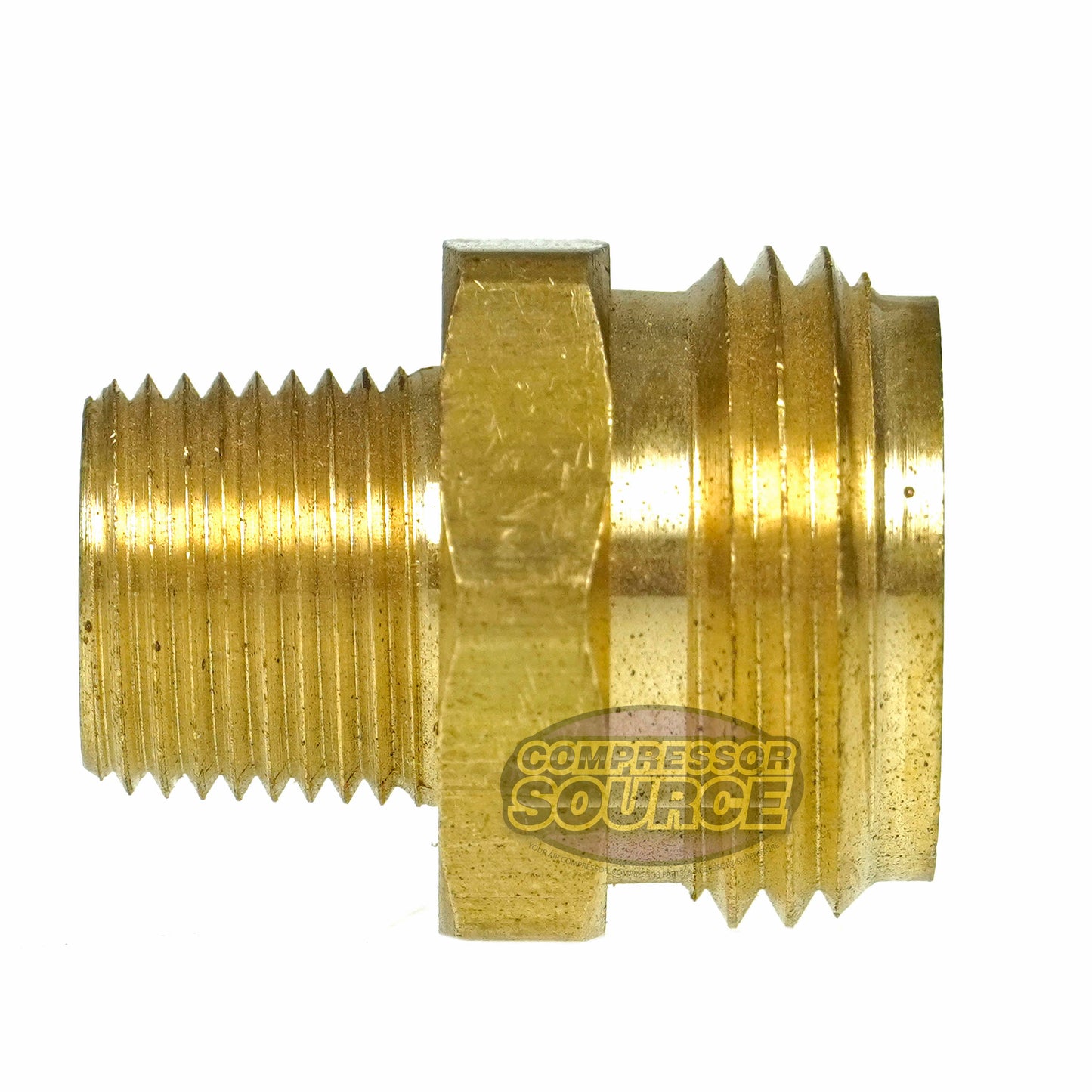 3/4 to 3/8 Inch Male Garden Hose to Male Pipe Connector Solid Forged Brass