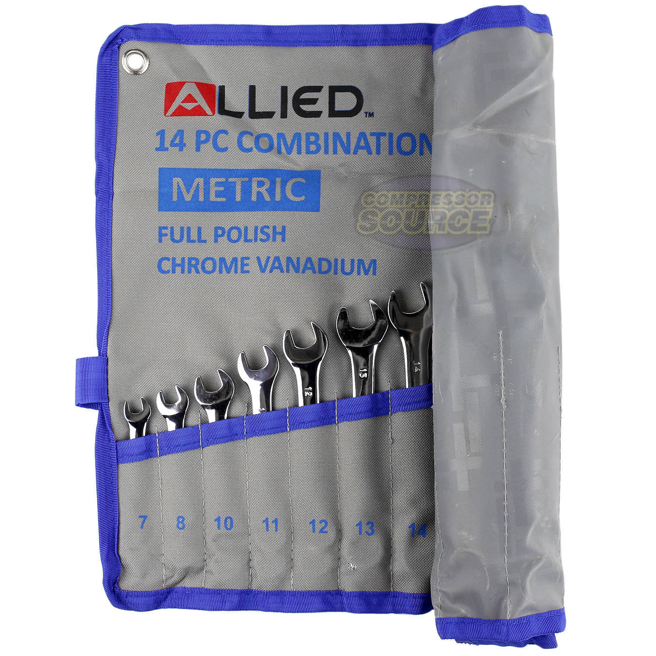 Allied Tools 14 Piece Combination Wrench Set 7-22mm with Roll up Storage  Metric