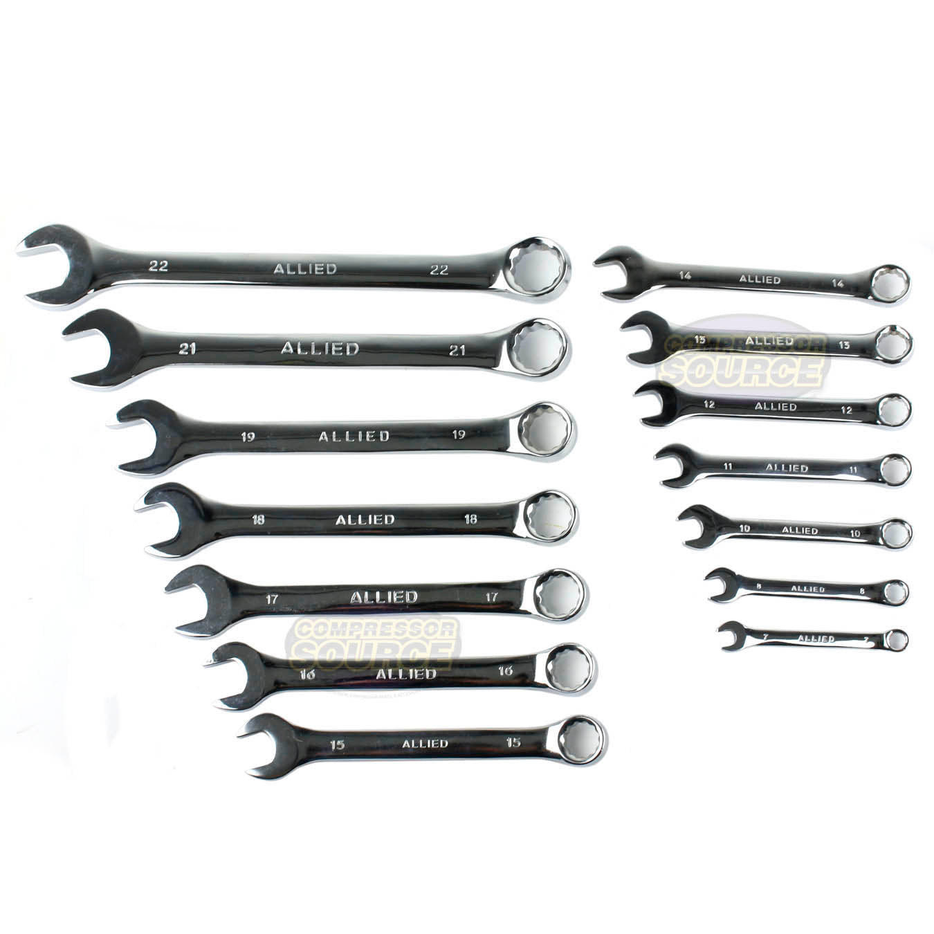 Allied Tools 14 Piece Combination Wrench Set 7-22mm with Roll up Storage  Metric