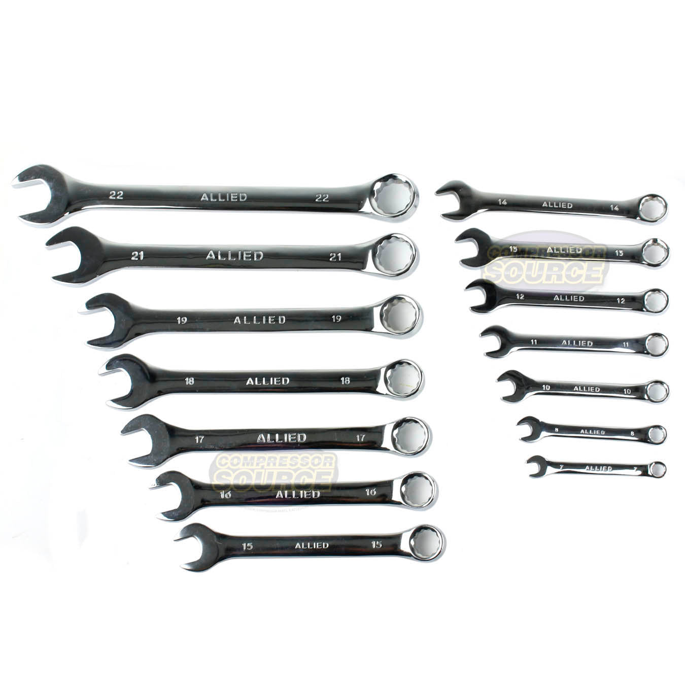Allied Tools 14 Piece Combination Wrench Set 7-22mm with Roll up Storage Metric