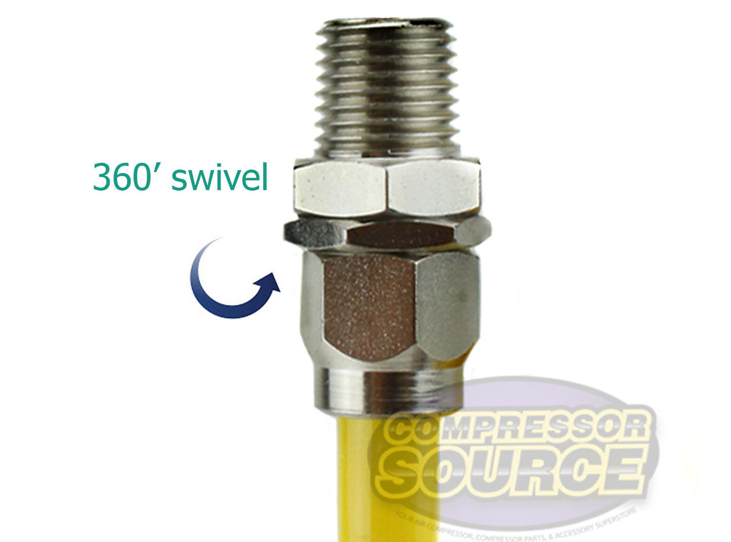 Premium 1/4" x 25' Air Compressor Coil Hose Spiral Polyurethane With Swivel End Yellow