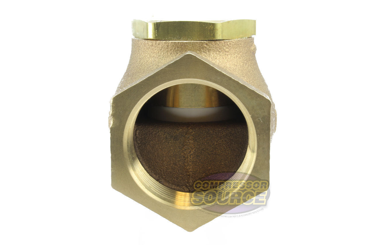﻿﻿1.5" Solid Cast Brass Check Valve In Line Horizontal Air Compressor Vertical