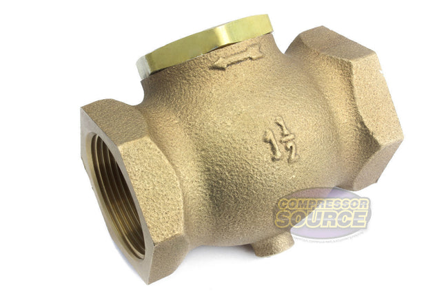 ﻿1.5" Solid Cast Brass Check Valve In Line Horizontal Air Compressor Vertical GV112