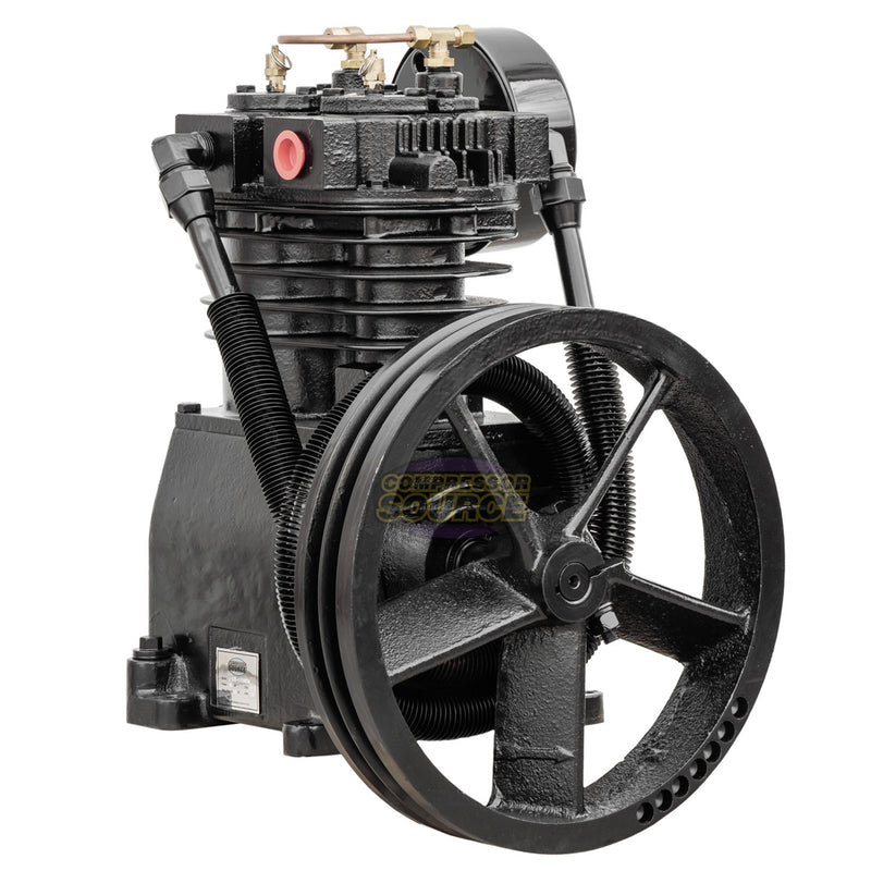 5 HP 2 Stage 2-Cylinder 19 CFM Air Compressor Pump Head Unloaders Incl ...