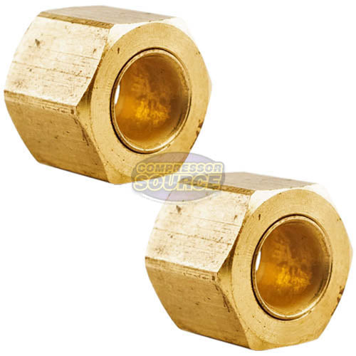 2 Pack 1/4" Compression Nut & Ferrule Combo for 1/4" OD Tube Brass Sleeve Nut