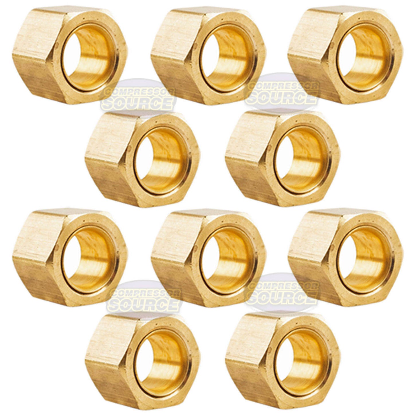 10 Pack 3/8" Compression Nut & Ferrule Combo for 3/8" OD Tube Brass Sleeve Nut