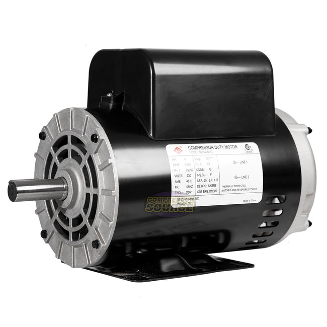 5 HP Single Phase Electric Motor 56HZ Frame 3450 RPM 230V ODP EMZ 56S34D5MC