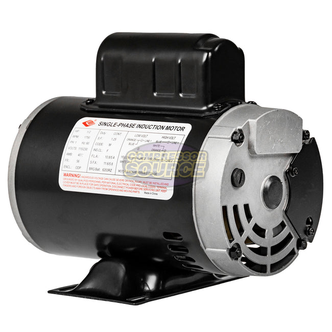1/2 HP Single Phase Electric Motor 1750 RPM 56 Frame 115/230V ODP EMZ