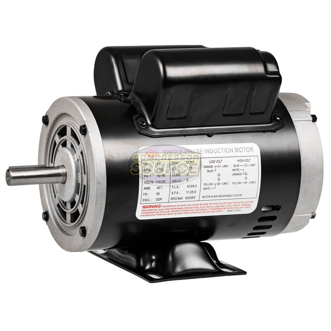 3/4 HP Single Phase Electric Motor 1750 RPM 56 Frame 115/230V ODP EMZ