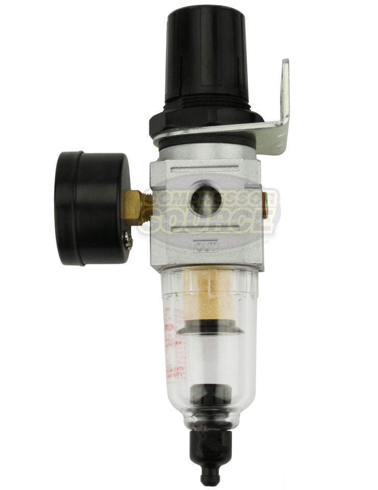 1/4" Compressed Air In Line Moisture / Water Filter Trap & Regulator Combination