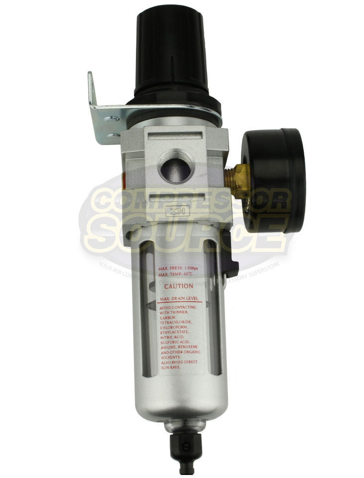 3/8" Compressed Air In Line Moisture / Water Filter Trap & Regulator Combination