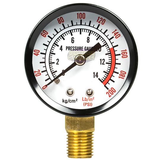 Rolair 200 PSI 1/4" Side / Bottom Mount Air Compressor Gauge