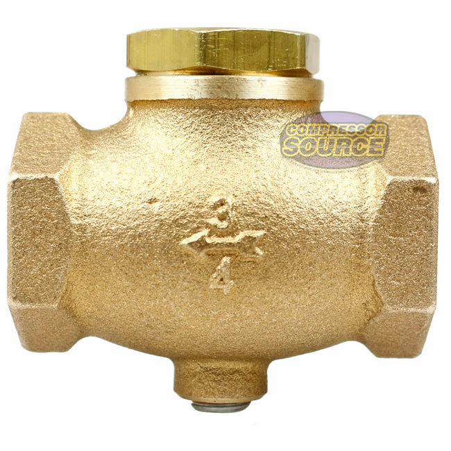 3/4" NPT In Line Horizontal Check Valve Air Compressor Solid Cast Brass WOG GV75