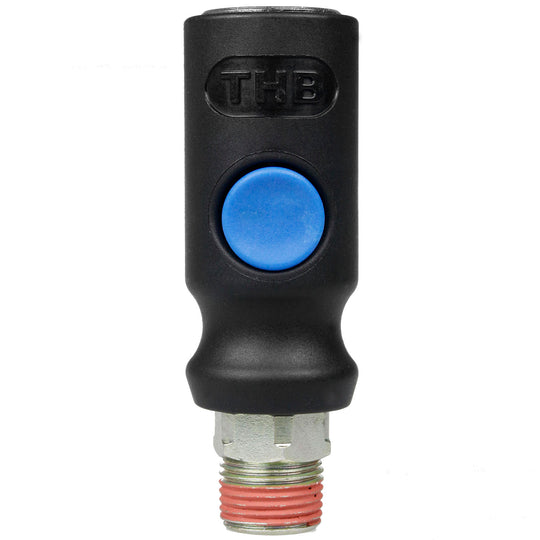 Industrial Style Safety Release Coupler 3/8" MNPT 1/4" Body Push Button Release