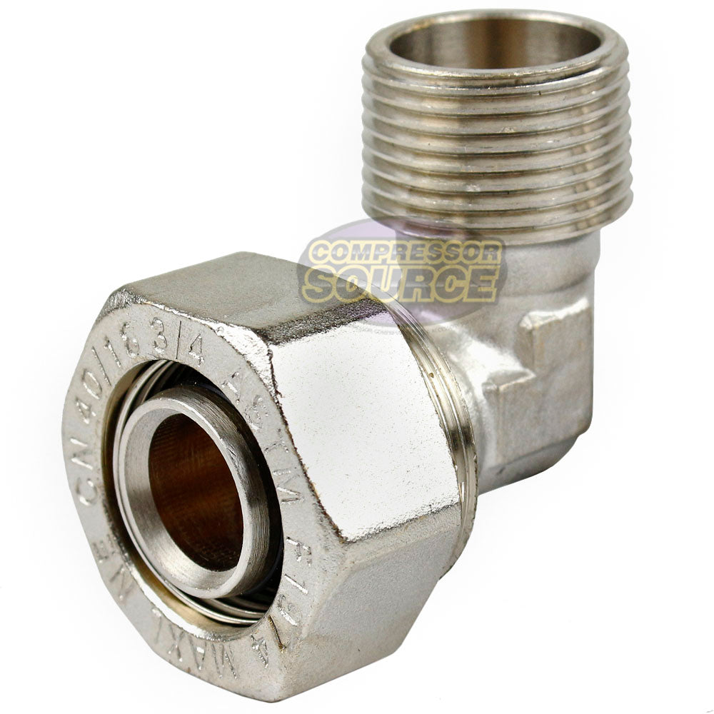 Maxline 90° Elbow Fitting 3/4 Tubing x 3/4" Male NPT Compressed Air Piping M8088