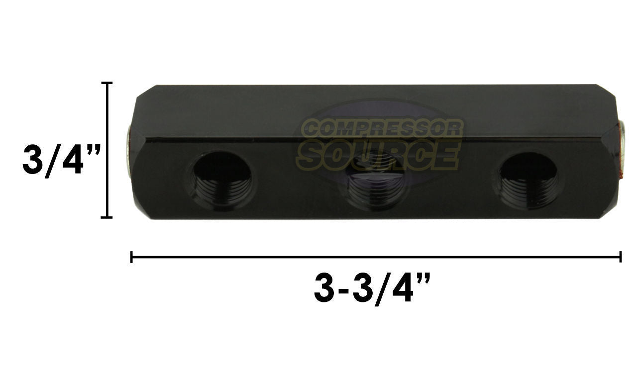 3 Way Air Hose Coupler Distribution Block Bar Line Splitter Manifold 1/4" NPT MB-T3