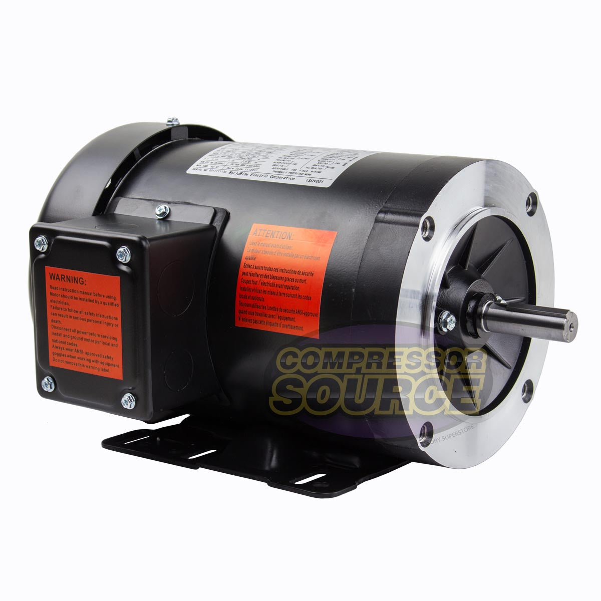 1 HP Electric Motor 3 Phase 56C Frame 1800 RPM TEFC 208 230 / 460 Volt New