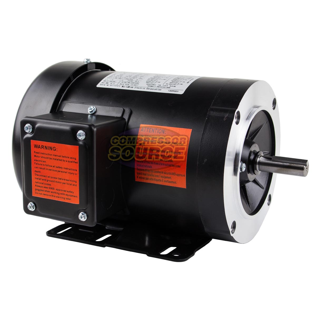 1.5 HP Electric Motor 3 Phase 56C Frame 3600 RPM TEFC 230 / 460 Volt New
