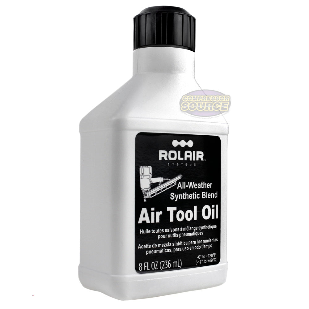 Rolair Pneumatic Air Tool Oil Lubricant 8oz. w/ Easy Pour Spout