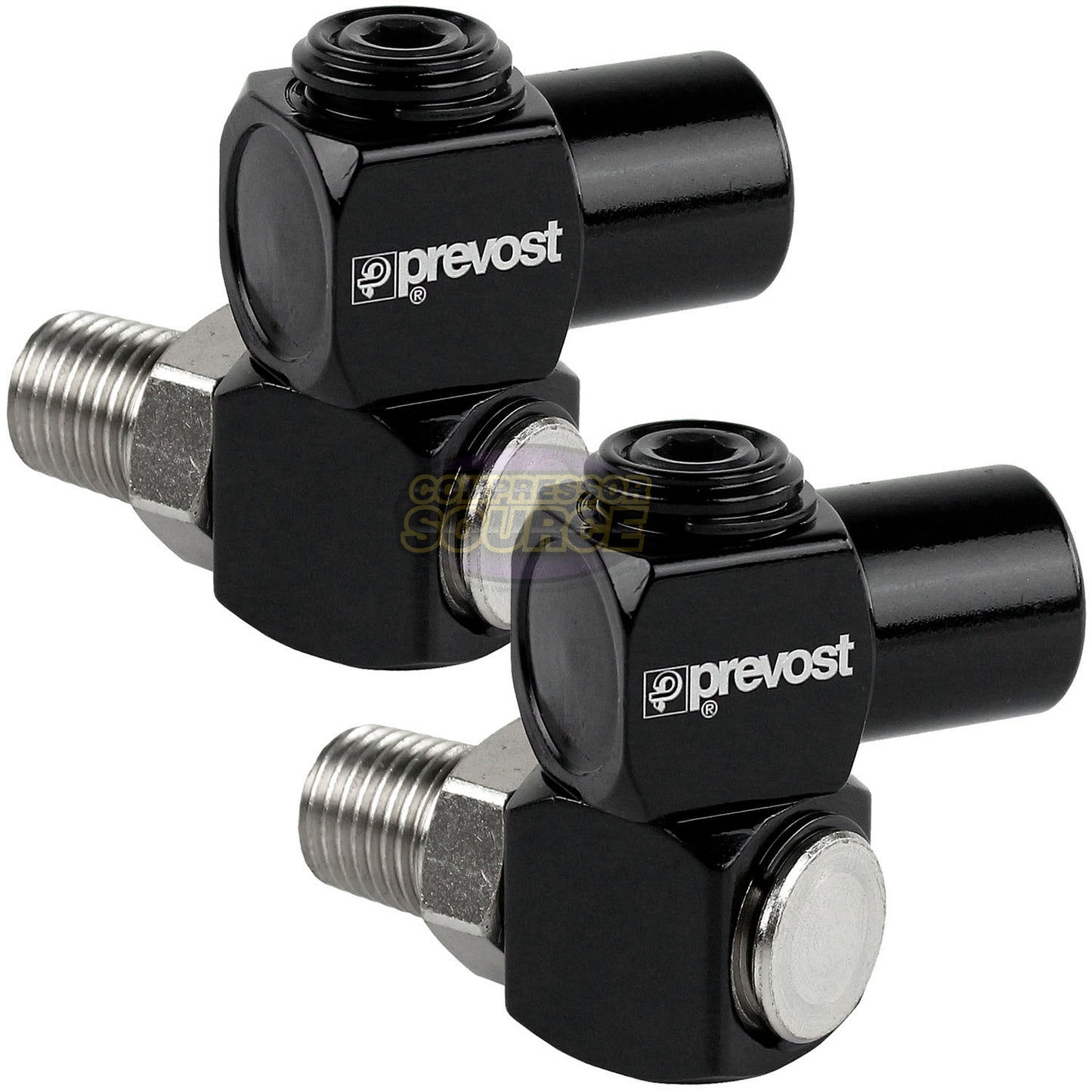 2 Prevost Universal 360 1/4" NPT Compressed Air Flow Tool Hose Connection Swivel