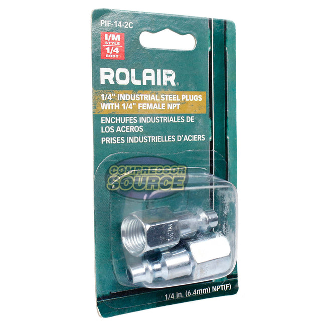 Rolair 1/4" Industrial I/M Steel Plugs with 1/4" Female NPT 2 Pack PIF-14-2C