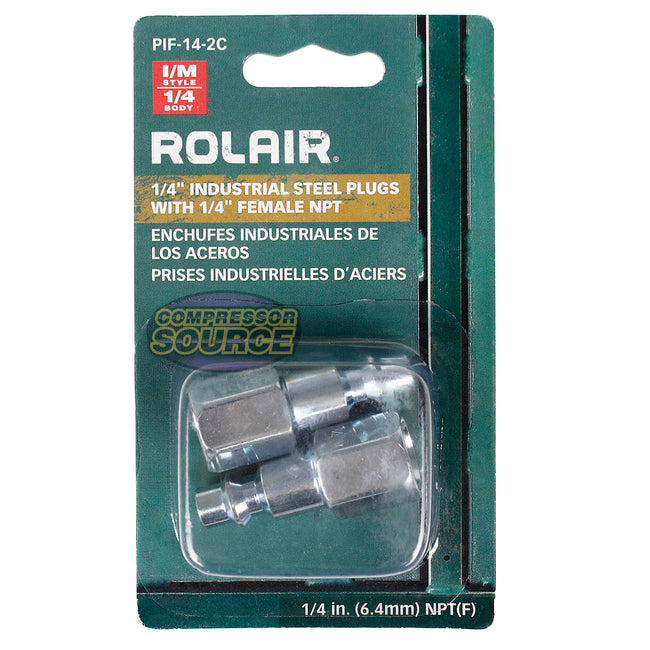 Rolair 1/4" Industrial I/M Steel Plugs with 1/4" Female NPT 2 Pack PIF-14-2C