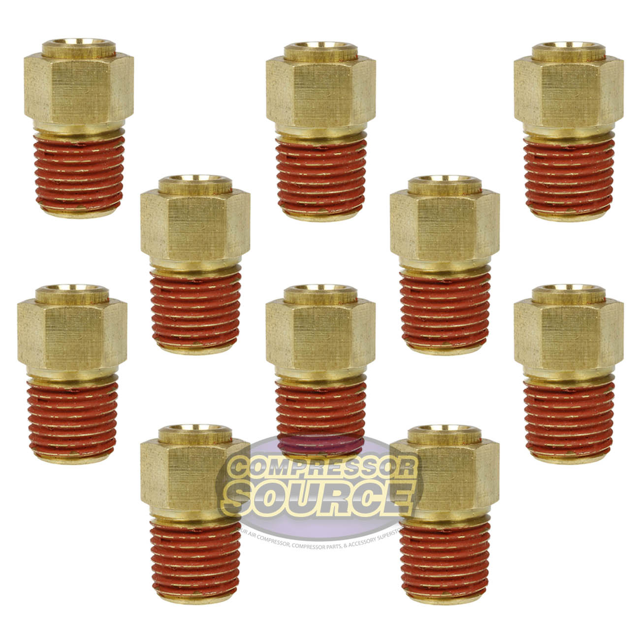 10 Pack 1/4" x 1/4" Male NPTF Push Lock Connector Quick Connect and Disconnect