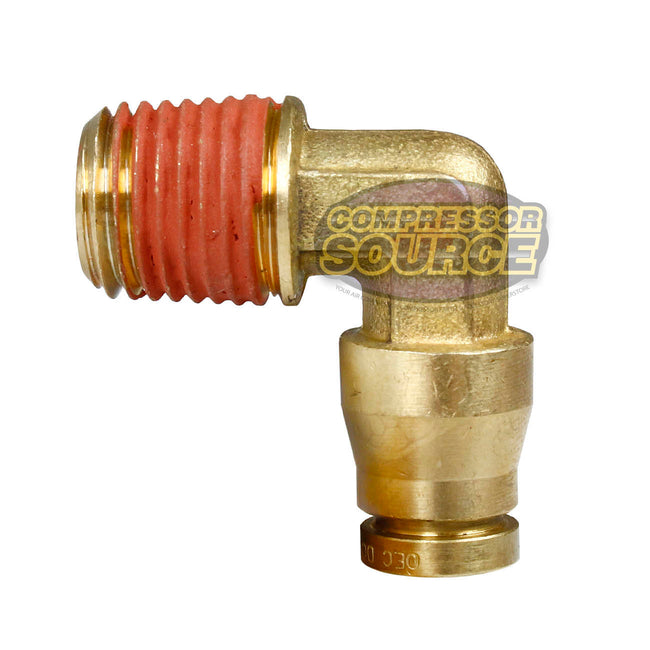 1/4" x 1/4" Push-In x Male NPTF Fixed Elbow Solid Brass Quick Connect Fitting