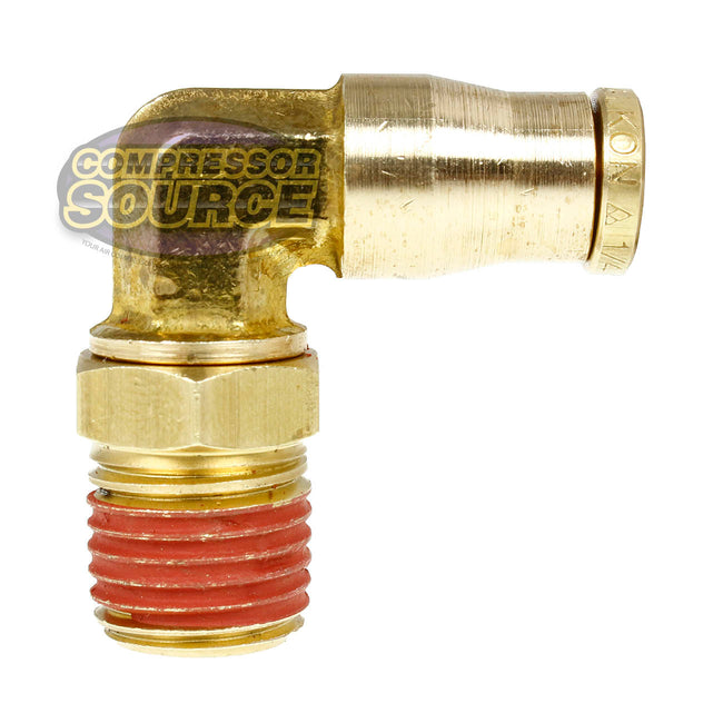 1/4" x 1/4" Push-In x Male NPTF Swivel Elbow Solid Brass Quick Connect Fitting
