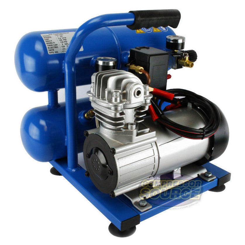 Puma Twin Tank 12 Volt 2 Gallon Oil-Less Air Compressor with Puma Twin Tank 12 Volt 2 Gallon Oil-Less Air Compressor with
