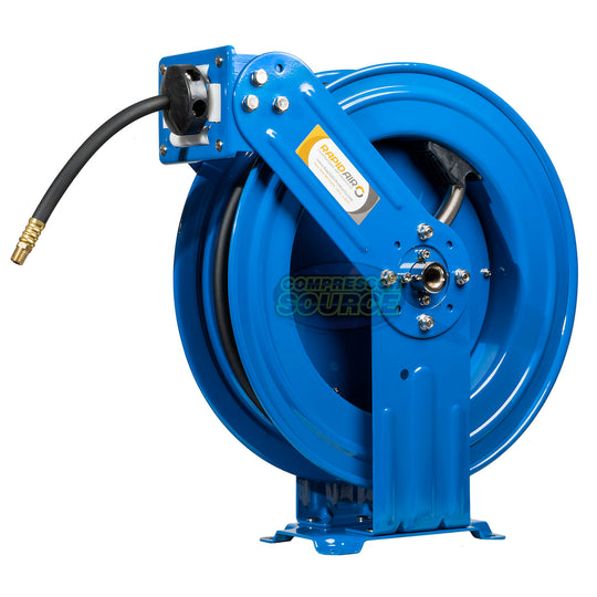 Rapidair 3/8" x 50' Dual Arm Steel Hose Reel 1/2" Inlet 1/4" Outlet R-03050