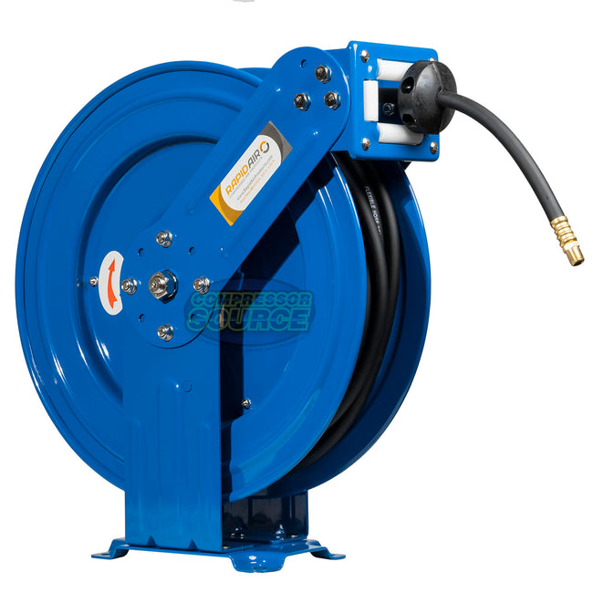 Rapidair 3/8" x 50' Dual Arm Steel Hose Reel 1/2" Inlet 1/4" Outlet R-03050