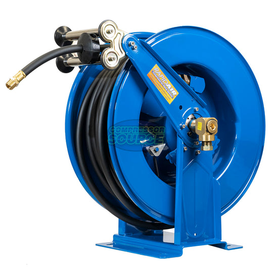Rapidair 1/2" x 100' Dual Arm Steel Hose Reel 1/2" Inlet and Outlet R-05100