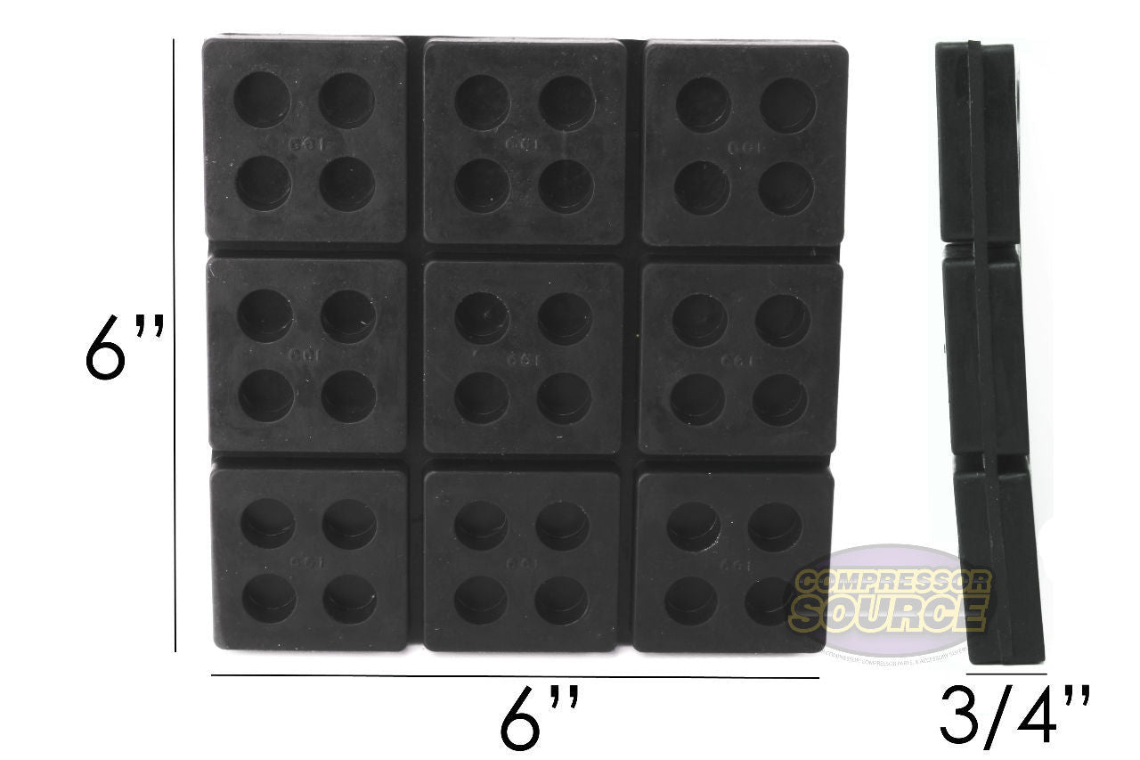 2 Pack ﻿﻿Anti Vibration Pad Isolation Dampener All Rubber Heavy Duty ﻿6x6x3/4"