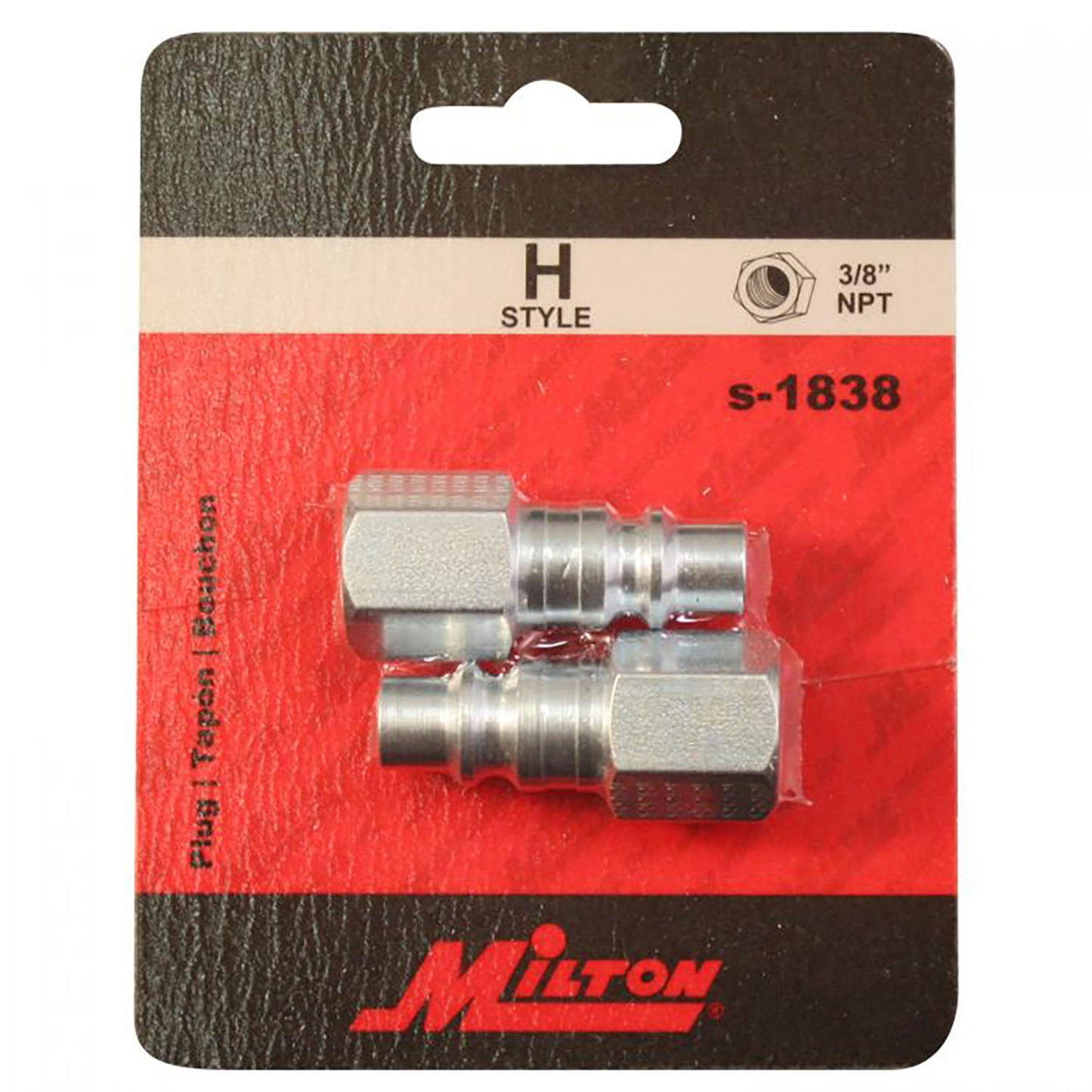 Milton H Style Plugs 3/8" Female NPT Steel Quick Release Plugs S-1838 Two Pack