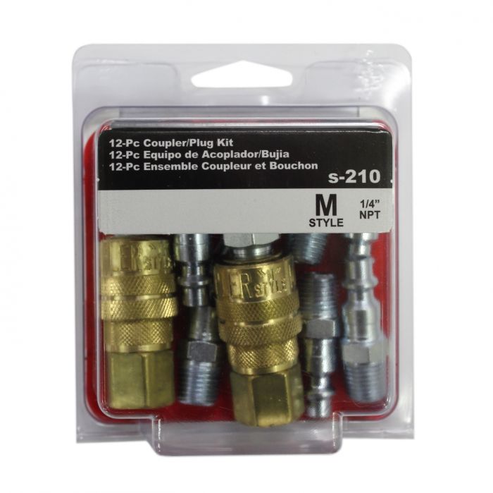 Milton S-210 12 Piece M Style Coupler and Plug Kit 1/4" NPT Made in The U.S.A.