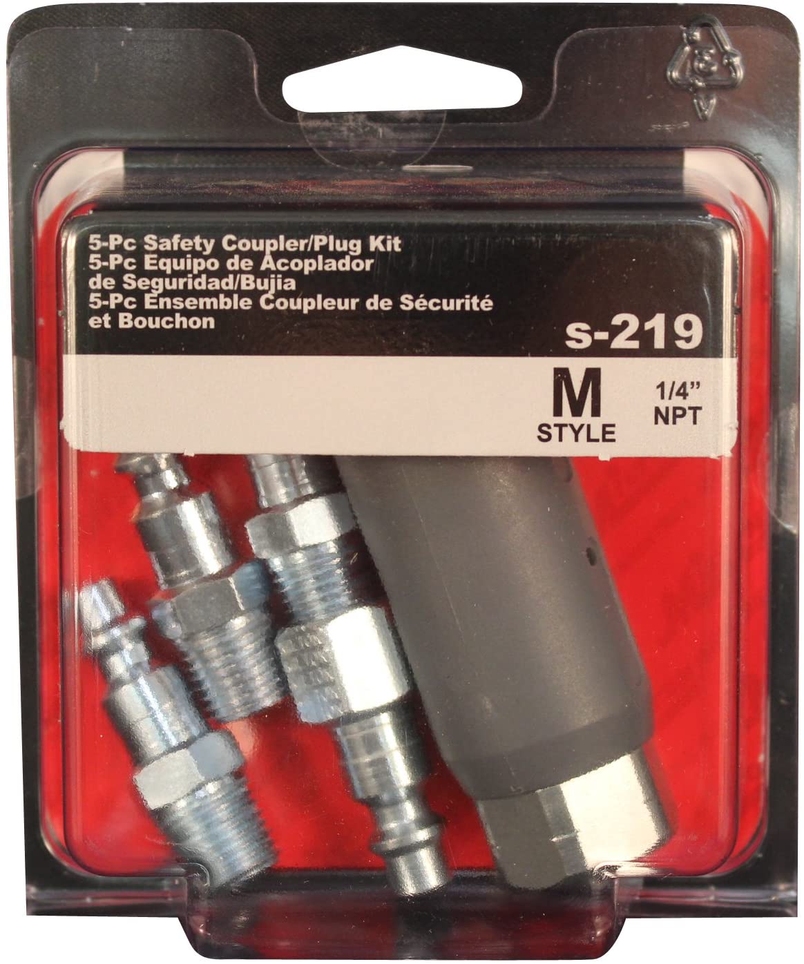Milton S-219 1/4" M Style Safety Coupler and Plug Kit 5 Pieces Industrial Style