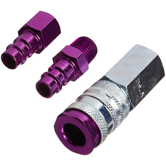 Milton ColorFit V Style Coupler and Plug Kit 1/4" NPT 3 Pieces S-303VKIT Purple