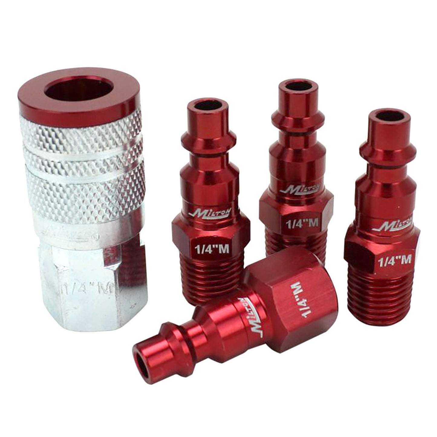 Milton ColorFit M Style coupler and Plug Kit 1/4" NPT 5 Pieces S-305MKIT Red