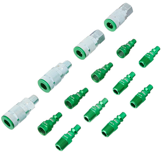 Milton ColorFit A Style Coupler and Plug Kit 1/4" NPT 14 Pieces S-314AKIT Green
