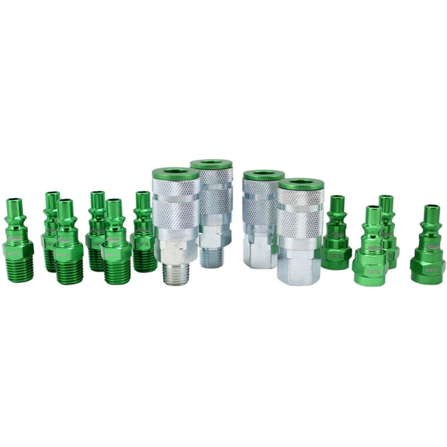 Milton ColorFit A Style Coupler and Plug Kit 1/4" NPT 14 Pieces S-314AKIT Green