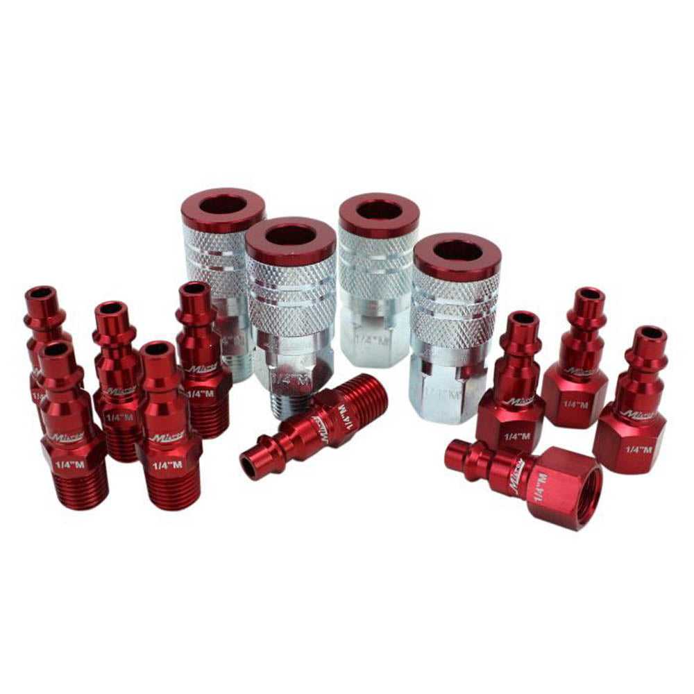 Milton Industries 14 PC Red Color Fit M-Style Coupler/Plug 1/4" Kit S-314MKIT