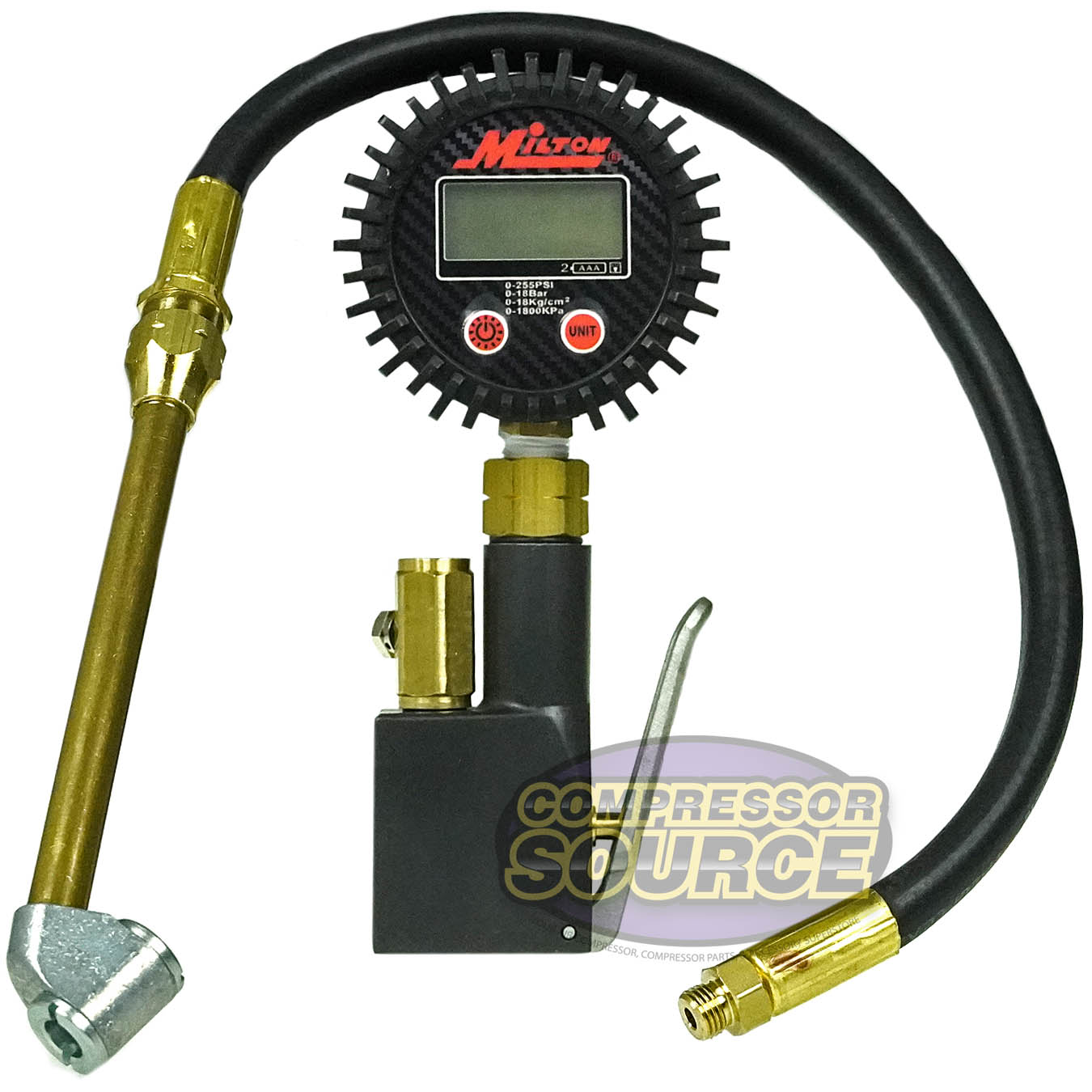 Milton Compact Digital Inflator Gage 0-255 PSI Dual Head Full Swivel Chuck S-530