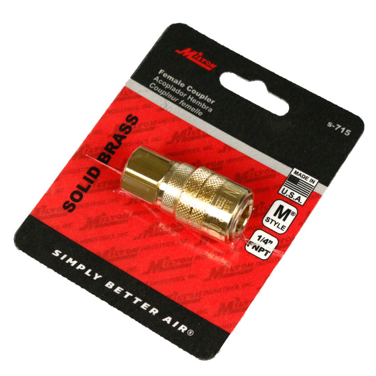 Milton M Style Coupler 1/4" Female NPT Brass Body Kwick Change Coupler S-715