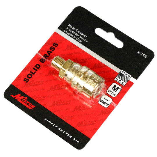 Milton M Style Coupler 1/4" Male NPT Brass Body Kwick Change Couple S-716