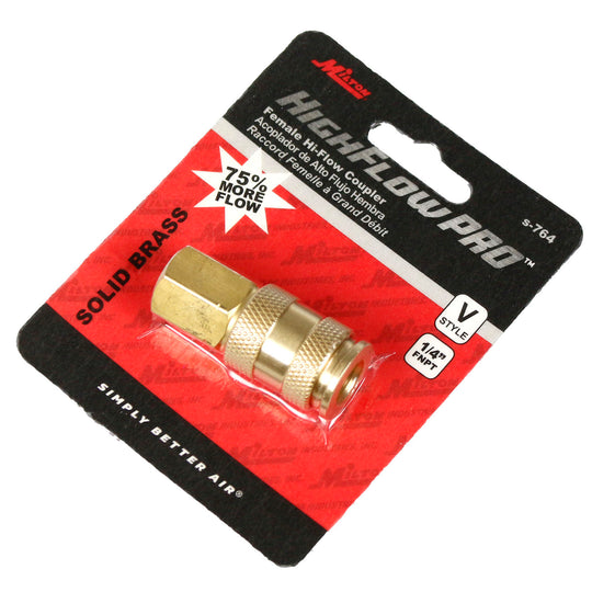 Milton V Style Coupler 1/4" Female NPT Brass Body High Flow Pro European S-764